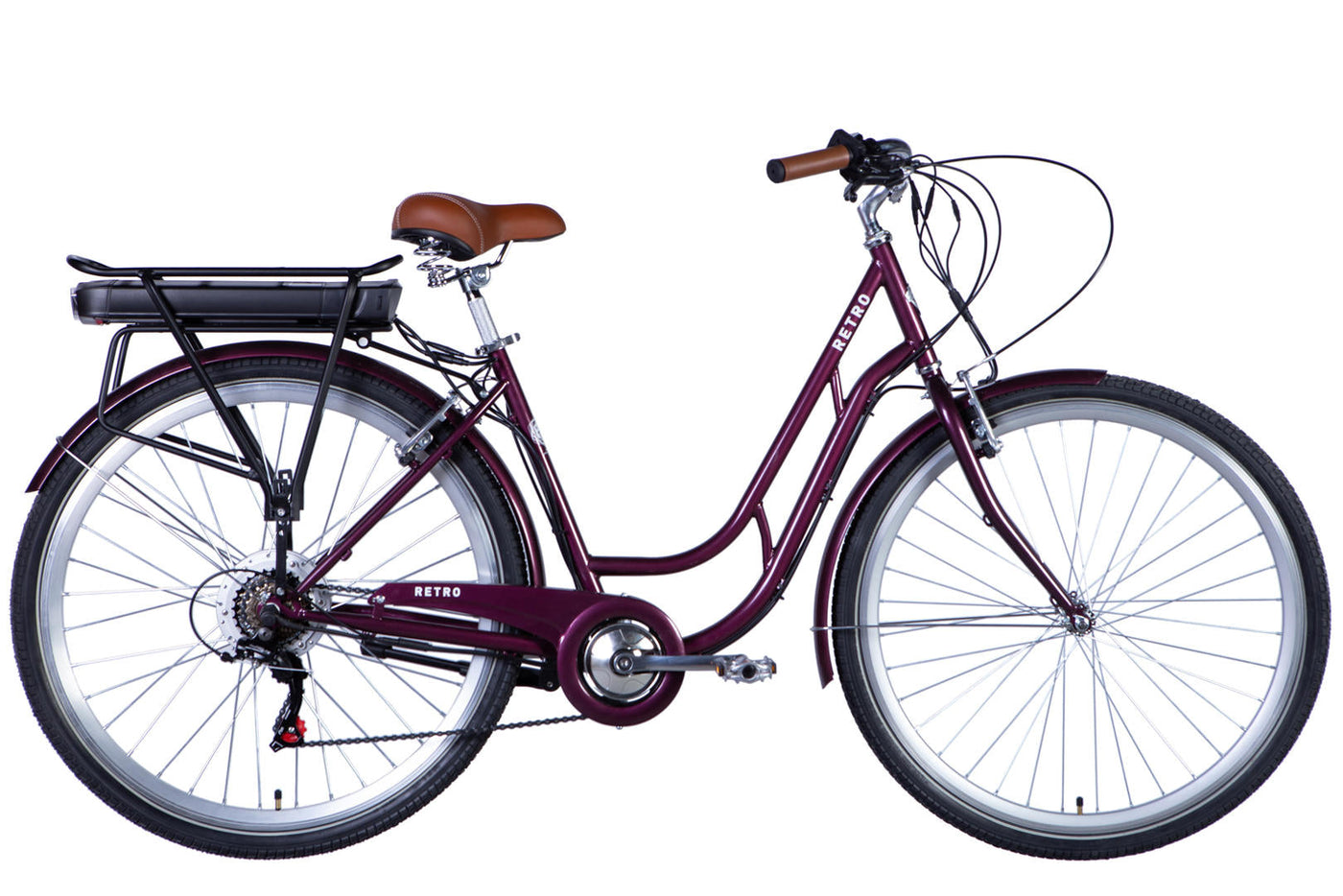 Велосипед з електроприводом 28" ST Dorozhnik eRETRO Vbr FR рама-19" 36B 13А*г 500Вт малиновий 2026