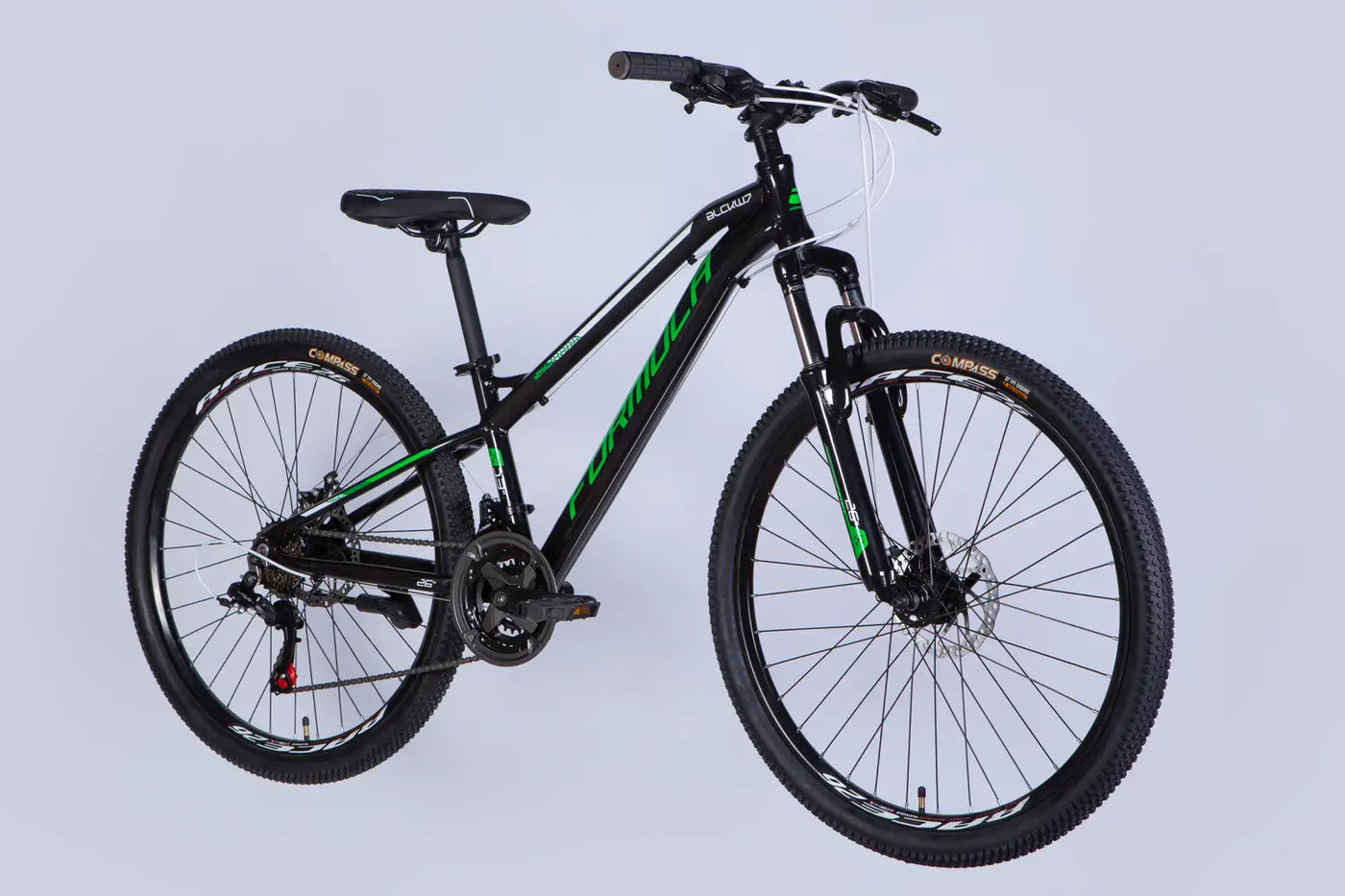 Велосипед AL 26" Formula BLACKWOOD DD FR рама-13" чорний з зеленим 2026