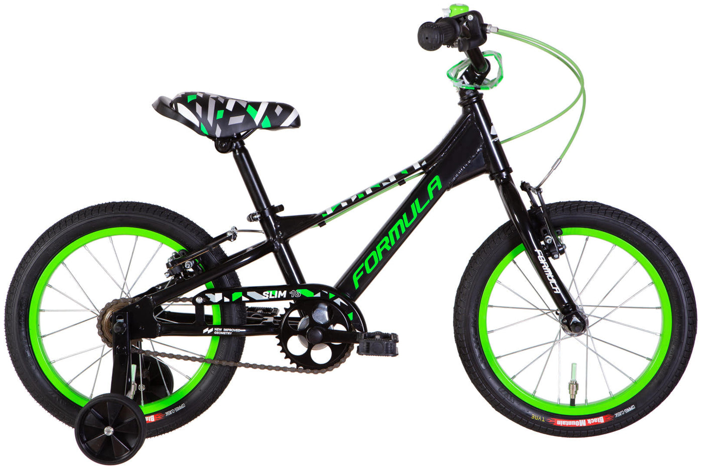 Велосипед AL 16" Formula Kid SLIM Vbr FR рама-8,5" чорний з зеленим 2026